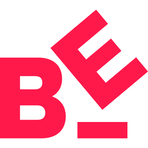 het b e-logo wordt in rood weergegeven